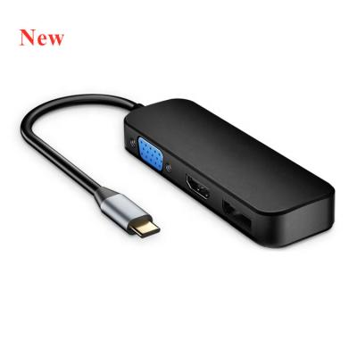 China New ABS Plastic USB 3.1 Type C to HDMI-Compitable VGA DP Adapter for Mac Book Ipad Pro Converter Video USB C HUB PC Computer Support 4K for sale