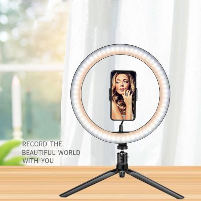 China Ring Lamp With Desk Led Selfie Stand Ring Light Kit With Tripod Live Streaming Facebook Ring Lamp Kit For youtuber stand 10 inch for sale