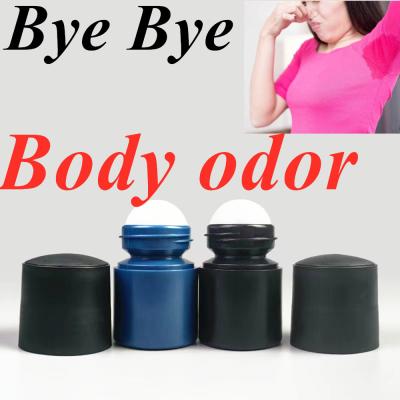 China 30ml 50 Ml 60ml Refillable essential oil body odor Empty HDPE Plastic Roll on Deodorant Bottles Round Roller Ball for sale