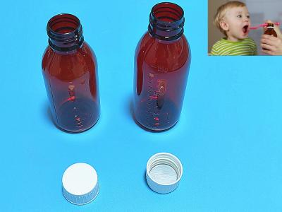 China 100ml 120ml 150ml DIN28 Plastic PET Brown Oral Liquid Bottle Amber Medicine Cough Syrup Bottle for Ropp Cap for sale