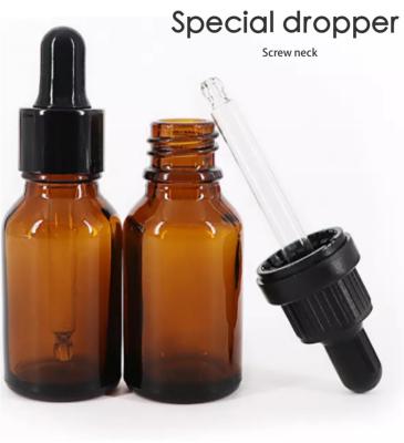 China 5ml 15ml 20ml 30ml 50ml Cosmetic Packaging Round plastic Collar Facial Essential Oil Amber Essential oil dropper bottle for sale