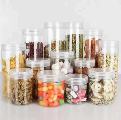 China PET Plastic Honey Food Cream Cans Jars Household Clear Candy Biscuit Food Sealed Jars For Food Packaging for sale