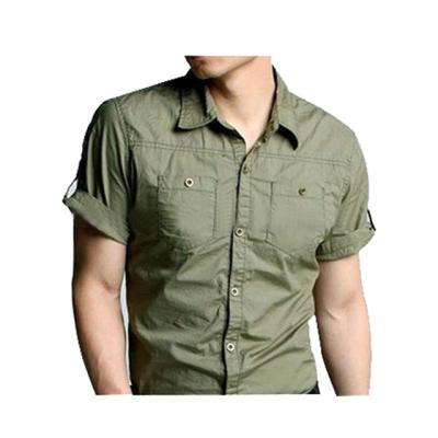 China Hot Sale Cotton Poplin Anti-pilling Casual Pockets Roll Up Sleeves Plus Size Shirts For Men for sale