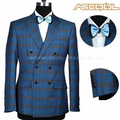 China Customized Dark Blue Coating Tuxedos Anti Shrink Dry Cleaning Fabric For Weddings for sale