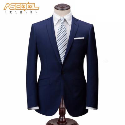 China Sale Casual Dark Blue Polyester Jacket Anti Shrink Wedding Suits For Men for sale