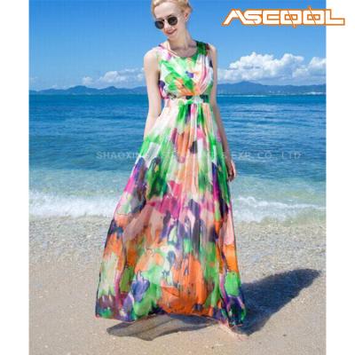 China Quality Anti-Static Fashion Casual Floral Women Long Beach Dress for sale