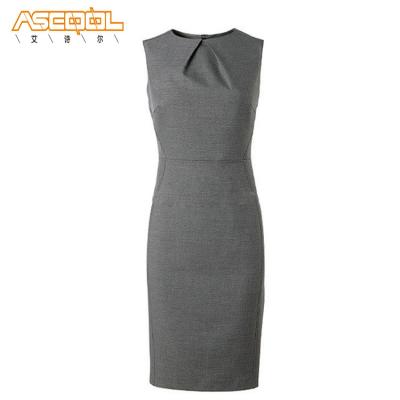 China Anti-Wrinkle Design Breathable Unique Ladies Career Easy Washed Sleeveless Dress for sale