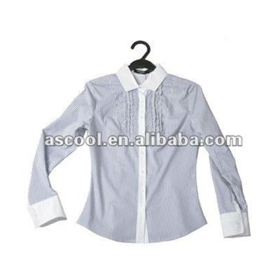 China Fashion Stripes Anti-pilling Women Shirts, Contrast Color On Cuff, Placket And Collar for sale