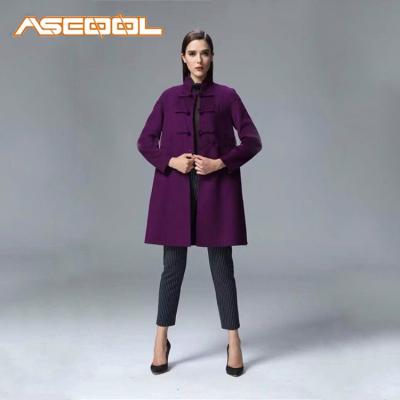 China China New Arrival Wholesale Anti-shrink Long Style Viscous Women's Purple Wool Coat for sale