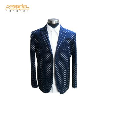 China Anti Shrink Fashion White Polka Dot Decoration Children Boys Blue Suits Jacket for sale