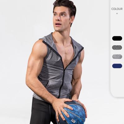 China 2021 New Arrival OEM OEM Men Hoodies Sportswear Breathable Sleeveless Running Jacket Zipper Casual Vest Sports Hoodie Basketball Tank Tops Jacket for sale