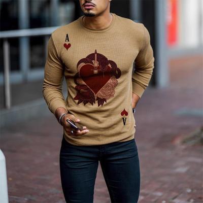 China 2021 new QUICK-DRY men's red heart a round neck printed thin sweatshirt for sale