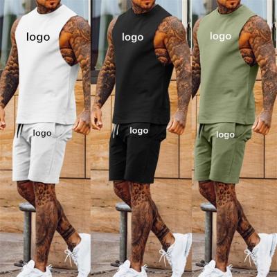 China Other 2022 Summer Custom Outfits Mens Clothing 2 Piece Set Tank Top Jogger Biker Shorts Set Lounge Wear Shorts Two Piece Sets for sale