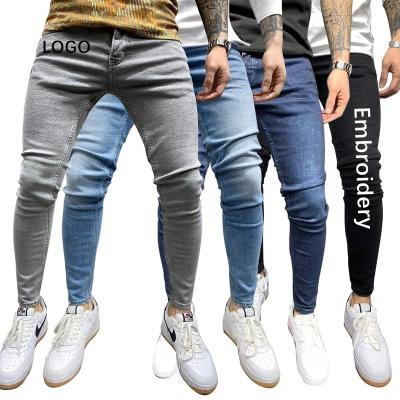 China Breathable Labels Custom Private Label Ripped Mens Jeans Denim Distressed Skinny Jeans Stretch for sale