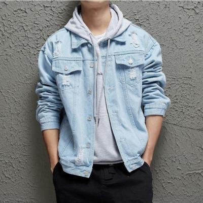 China Viable ripped denim jacket men's handsome loose 2021 new spring and autumn youth denim jacket for sale