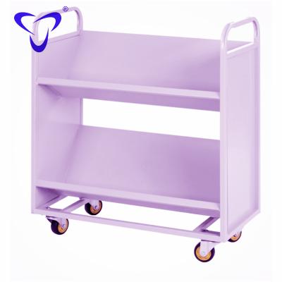 China Commercial Mobile Library Equipment Mobile Book Carrier Special Use Double Sided Book Trolley Steel Furniture Book Trolley for sale