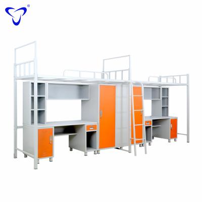 China Eco-friendly Classic KD Structure Modern Design Good Quality Metal Frame Bed Adults School Colorful Strong Steel Bunk Bed for sale