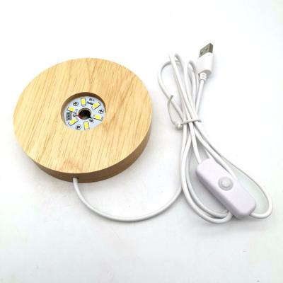 China Birthday Gift Decoration Display Lamp Holder Base USB Cable Switch Modern Wood Led Night Light For 3D Led Night Lamp for sale