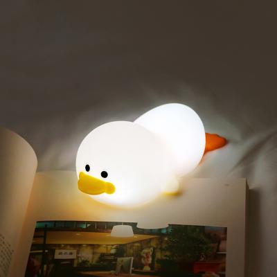 China LED Night Light Cartoon Silicone Penguin Duck Shape Bedside Zero Sleep Decorative Lamp Touch Light for sale