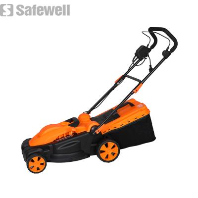 China Folding Handle 1600W Quick Lock With 20~70mm Collection Box 40L Electric Lawn Mower 38cm Cutting Level 6 for sale