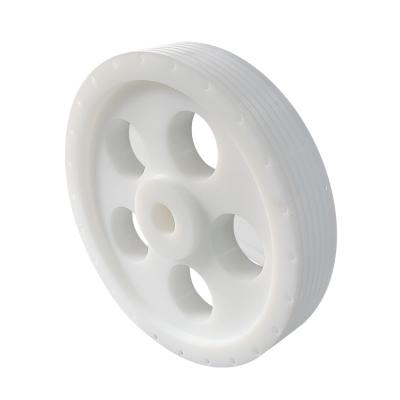 China Industry Customized Size UHMW-PE HDPE Pulley Roller Wheels Traction Sheave Elevator Drive Pulley for Deflector for sale