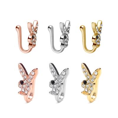 China Piercing Jewelry Bunny Nose Cuffs Body Ring For Women Zircon Non Selling Neo-Gothic Cute Hot Faux Rabbit Nose Clip Nose Cuffs for sale