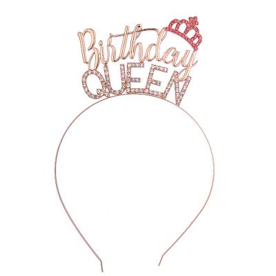 China Luxury Designer BIRTHDAY QUEEN Headbands Hair Accessories Diamond Letter Headband Wholesale Princess Party Head Bands For Women 2021 for sale