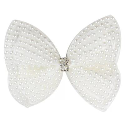 China New Design Fashion Smart Casual Cute Girls Summer Spring White Flower Big Pearl Bow Hair Clip For Wedding for sale