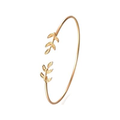 China TRENDY Fashion Charm Luxury Bracelet For Women Girls Leaves Open Bangle Gold Silver Plated Cuff Bracelets Jewelry Accessories for sale