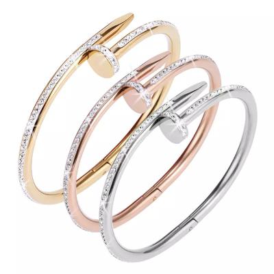 China Fashion Men's and Women's Fashion Stainless Steel Nail Jewelry Bangle Adjustable Nail Colorful Bracelet with Zircon Bracelets Wholesale for sale