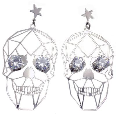 China 2021 TRENDY Fashion New Gold Plated Exaggeration Skull Halloween Earrings for sale