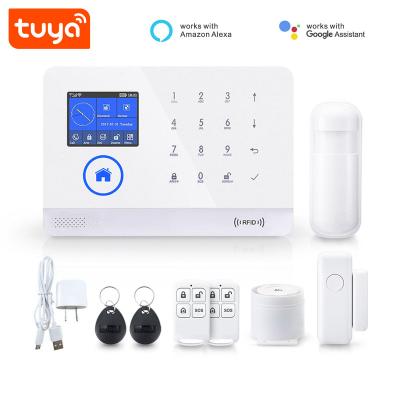 China Smart Burglar Security Alarm Tuya Life Home Security Alarm System WiFi GSM Kit WITH Siren PIR Sensor Door Sensor Anti Theft SQ-YT103 for sale