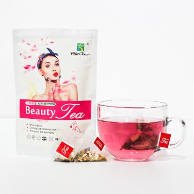 China Private Label 7 Day Beauty Tea Drink Tea Rose Herbal Anti Aging Glow Tea Smooth Skin Whitening For Ladies for sale