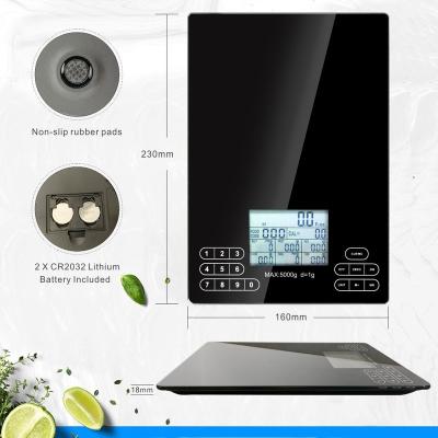 China 5kg Digital Food Scale With Calorie Kitchen Multifunction Scale Electronic Nutrition Scale 160x230x4mm for sale