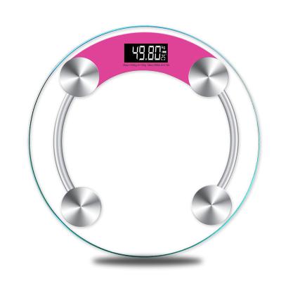 China Weight Measuring Transparent 180kg Body Weight Scale Digital Round Glass Electronic Scales For Weighing Human Body Scale for sale