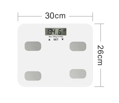 China Weight Measuring Ultra White Electronic Body Fat Scale Glass Body Digital Analyzer Personal Scale 180kg BMI for sale