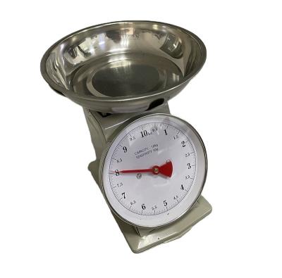 China PP 10kg Stainless Steel Round Tray Kitchen Weigh Machine Mechanical Spring Scale for sale