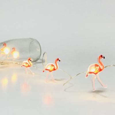 China 2020 Summer Theme Party 6.9FT Flamingo Copper Wire String Light Battery LED Tropical Flamingo Energy Saving Shaped Microdot Night Lights for sale