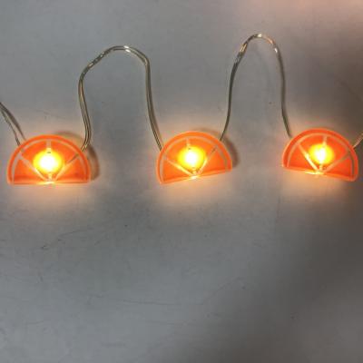 China Mini Silver Copper Wire 20 LED Battery Operated Fairy String Lights Christmas Indoor Wedding Decoration Festival Orange Slice Fruit Shaped Microdot Lights for sale