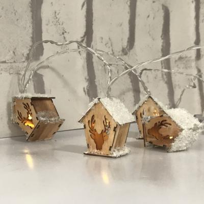 China 2019 Daily New Product LED Wooden Reindeer House Villa Ornaments String Lights For Indoor, Party, Bedroom, Hanging Lamp, Fairy Lights for sale