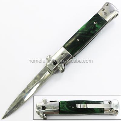 China Camping Knife 7.5 Inch Resin Handle Stainless Steel Outdoor Decorative Folding Knife for sale