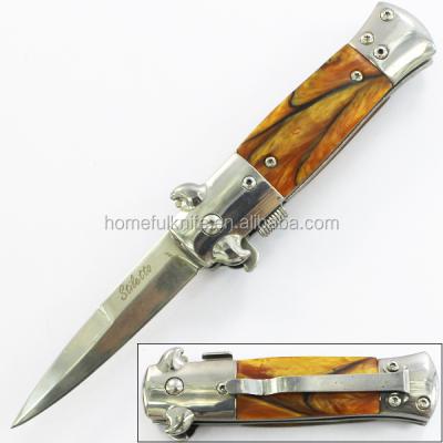 China Camping Knife 6.3 Inch Small Resin Handle Stainless Steel Outdoor Folding Pocket Knife for sale