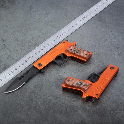 China 7.8 inch high quality camping knife with aluminum+wood handle pocket stainless steel firearm outdoor folding knife for sale