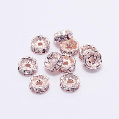 China Casual Wholesale Rhinestone Beads 4mm 6mm 8mm 10mm Assorted Rose Gold Crystal Spacer Beads Charm Beads for sale