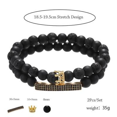 China Simple Design Hot Selling Casual/Sporty Bracelet Adjustable Length Bead Bracelet Set For Men for sale