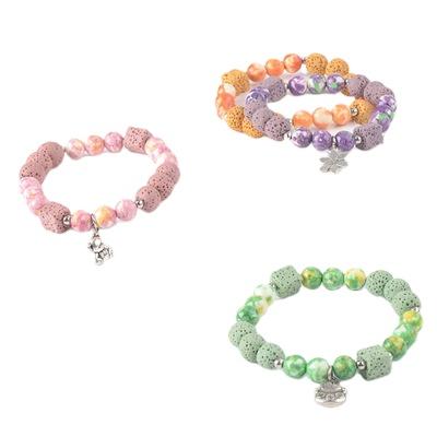 China New volcanic stone bracelet wholesale hot-selling fashionable colorful natural stone bracelet for sale