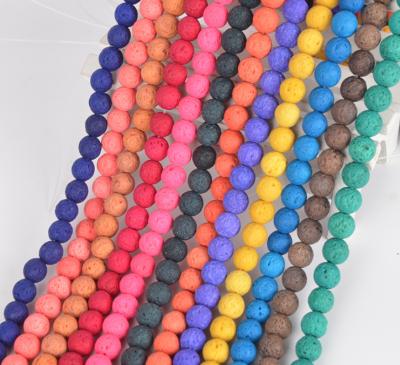 China Decoration Factory Directly Sell 8mm Round Shape Natural Colorful Volcanic Stone DIY Handmade Beading for sale