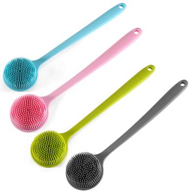 China EXFOLIATE Long Handle Bubble Double Sided Silicone Removal Back Shower Scrubs Brush for sale