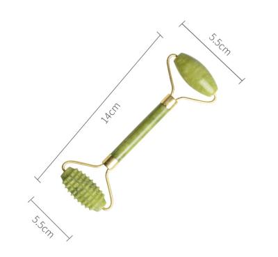 China Silent Anti Aging Scraping Massage Jade Roller Sticks For Face Lift Green Beauty for sale