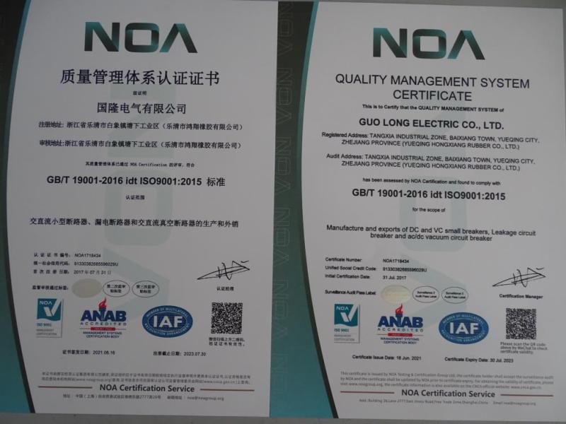 ISO9001 - Guolong Electric Co., Ltd.